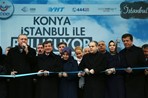 Cumhurbaşkanı Recep Tayyip Erdoğan, Başbakan Ahmet Davutoğlu ile Gençlik ve Spor Bakanı Akif Çağatay Kılıç, Konya-İstanbul Yüksek Hızlı Tren seferlerinin açılış törenine katıldılar.